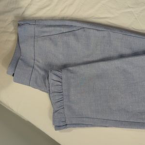 Loft Side-Zip Cropped Pants with Ruffled Cuff